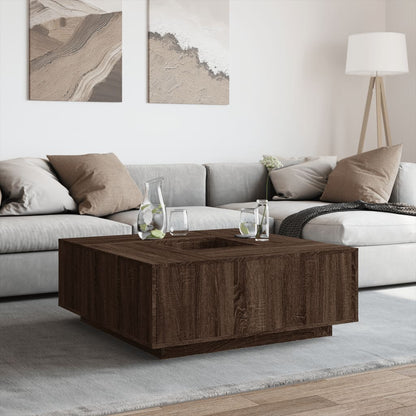 Tavolino Salotto Rovere Marrone 100x100x40 cm Legno Multistrato | homemem39