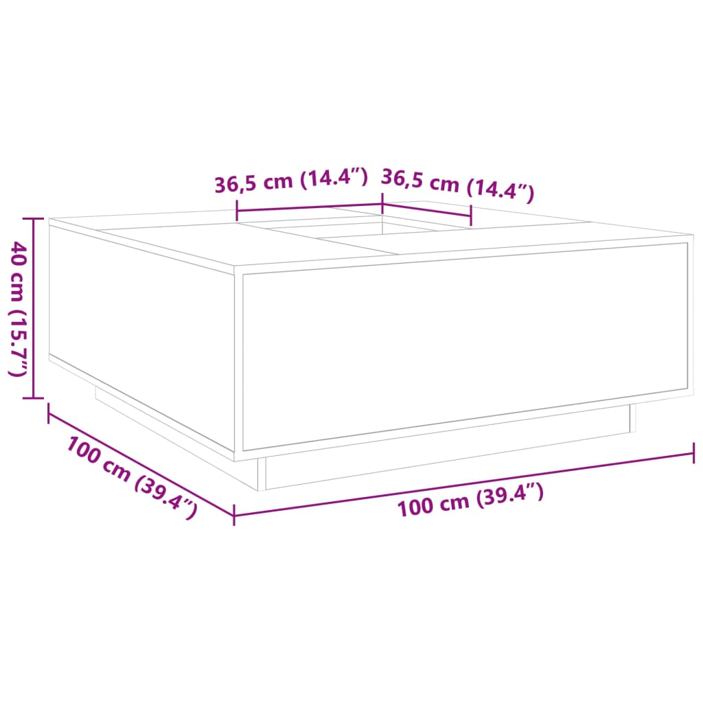 Tavolino Salotto Rovere Marrone 100x100x40 cm Legno Multistrato | homemem39