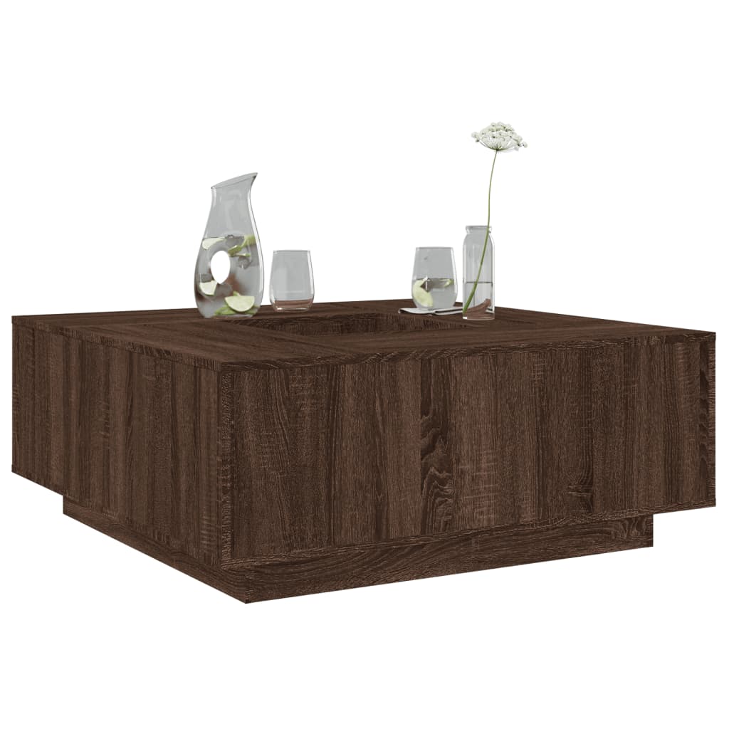 Tavolino Salotto Rovere Marrone 100x100x40 cm Legno Multistrato | homemem39