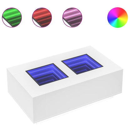 Tavolino da Salotto con LED Infinity Bianco 116x69x40 cm