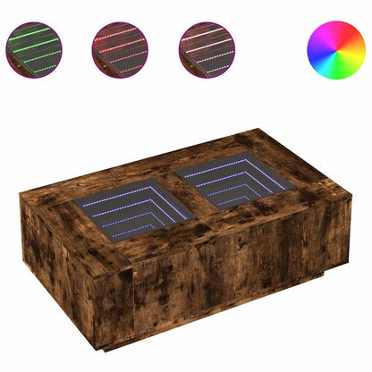 Tavolino da Salotto con LED Infinity Rovere Fumo 116x69x40 cm | homemem39