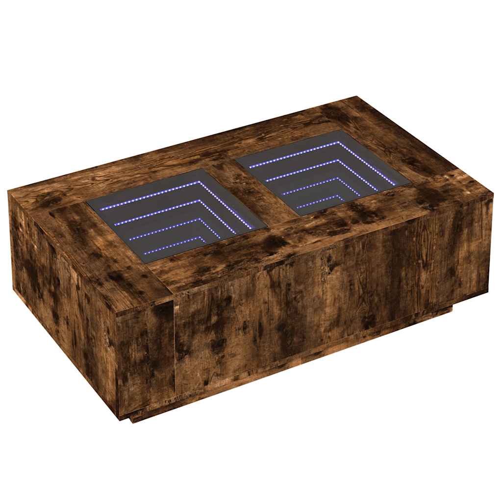 Tavolino da Salotto con LED Infinity Rovere Fumo 116x69x40 cm | homemem39