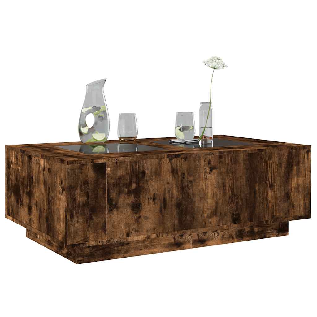 Tavolino da Salotto con LED Infinity Rovere Fumo 116x69x40 cm | homemem39