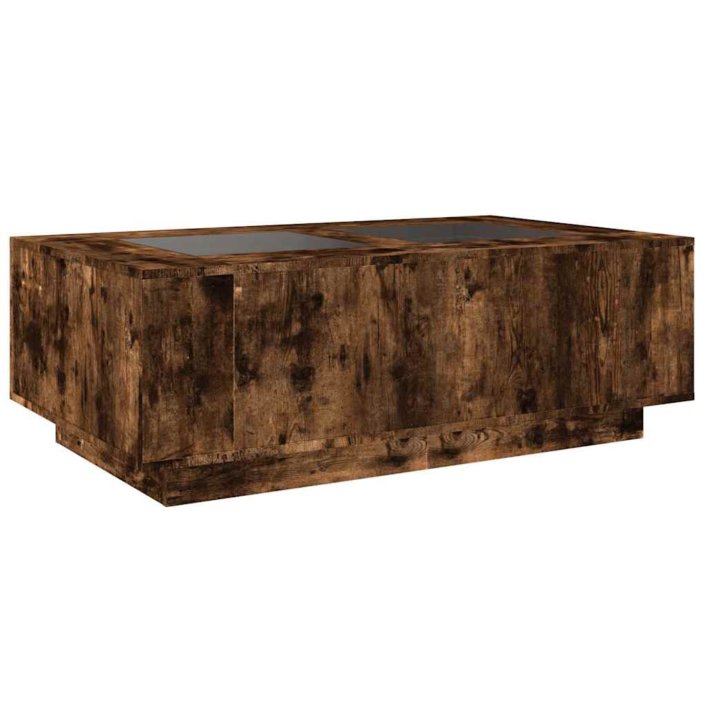 Tavolino da Salotto con LED Infinity Rovere Fumo 116x69x40 cm | homemem39