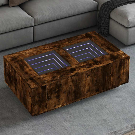 Tavolino da Salotto con LED Infinity Rovere Fumo 116x69x40 cm | homemem39