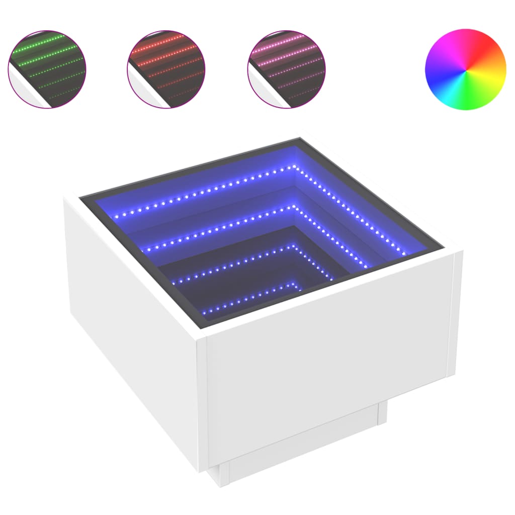 Comodino con LED Infinity Bianco 40x40x30 cm | homemem39