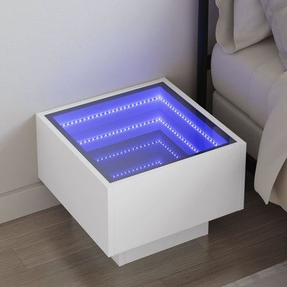 Comodino con LED Infinity Bianco 40x40x30 cm | homemem39