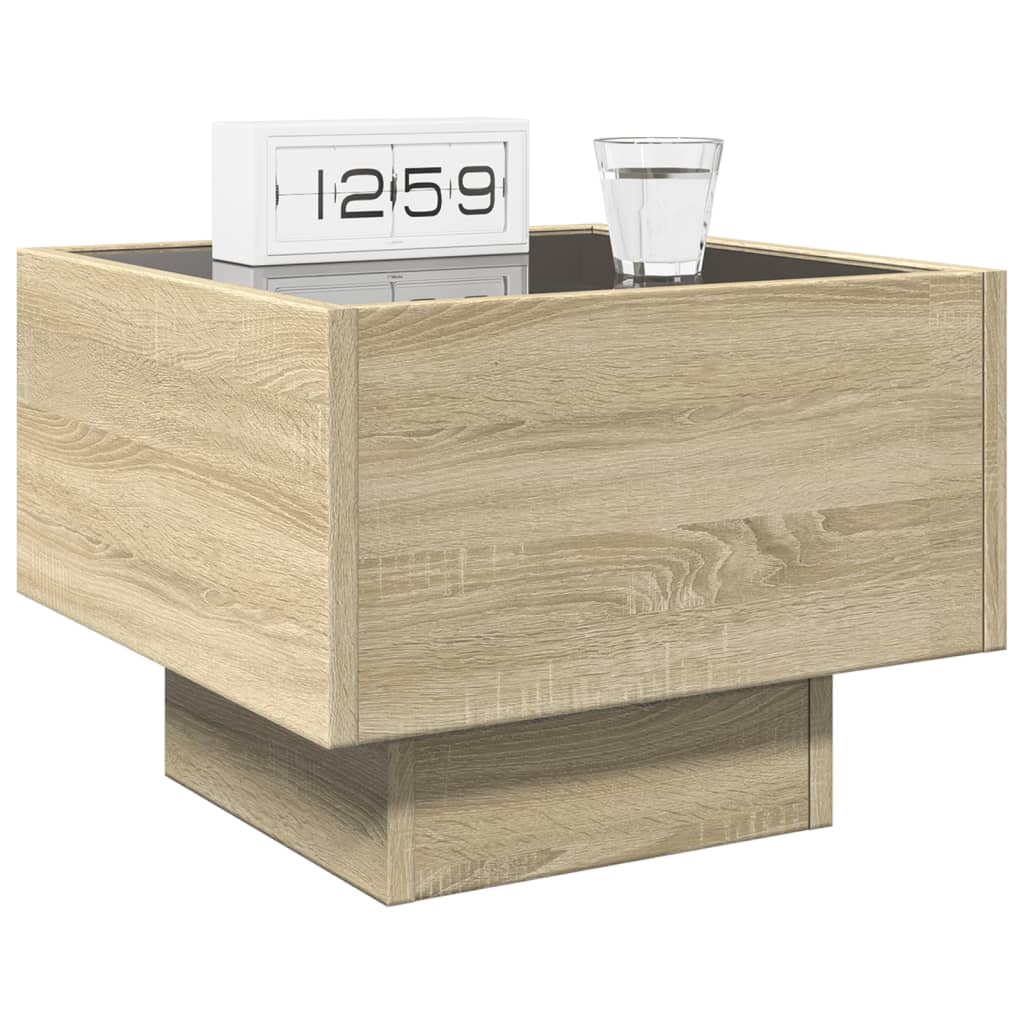 Comodino con LED Infinity Rovere Sonoma 40x40x30 cm | homemem39