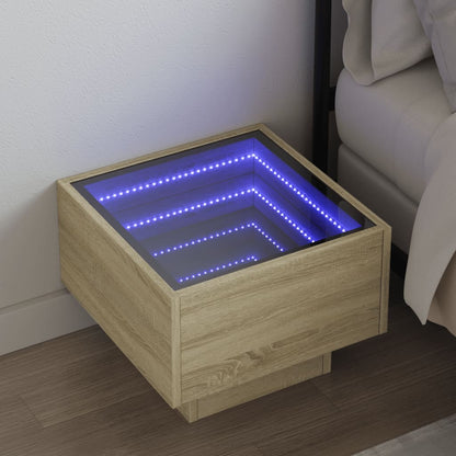 Comodino con LED Infinity Rovere Sonoma 40x40x30 cm | homemem39