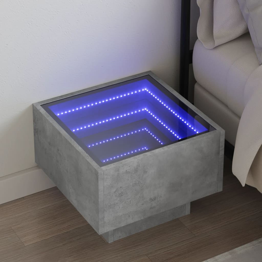 Comodino con LED Infinity Grigio Cemento 40x40x30 cm - homemem39