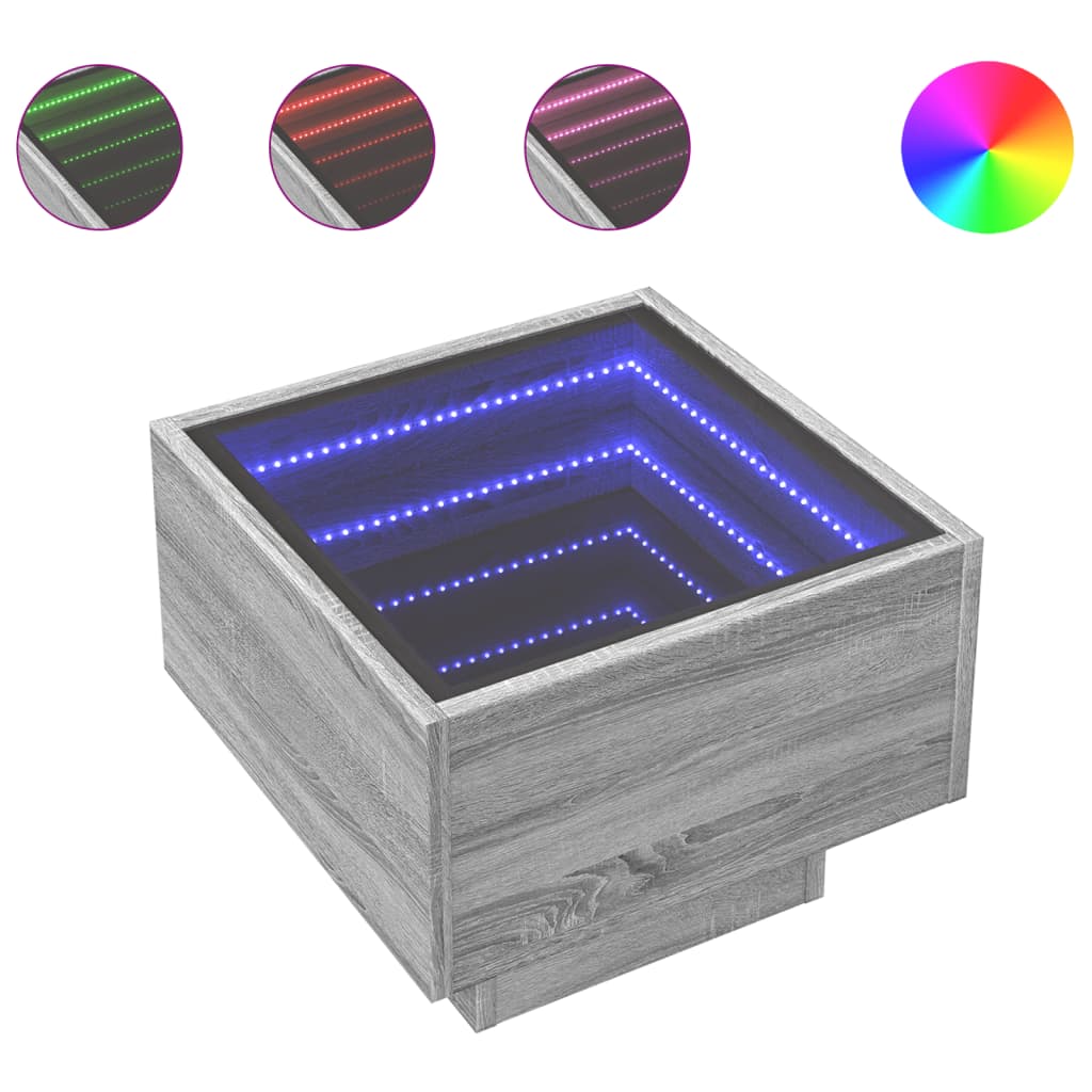Comodino con LED Infinity Rovere Sonoma 40x40x30 cm | homemem39