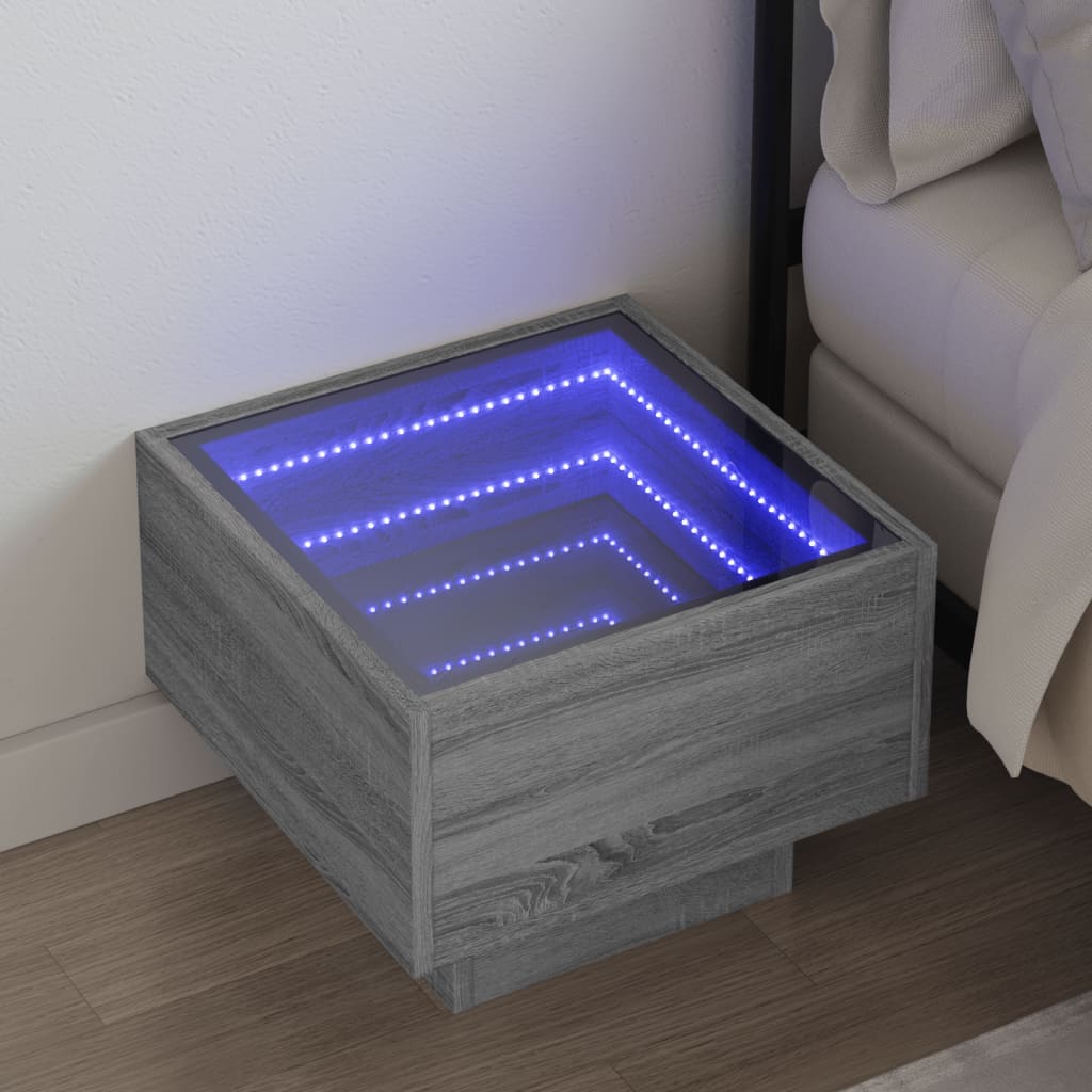 Comodino con LED Infinity Rovere Sonoma 40x40x30 cm - homemem39
