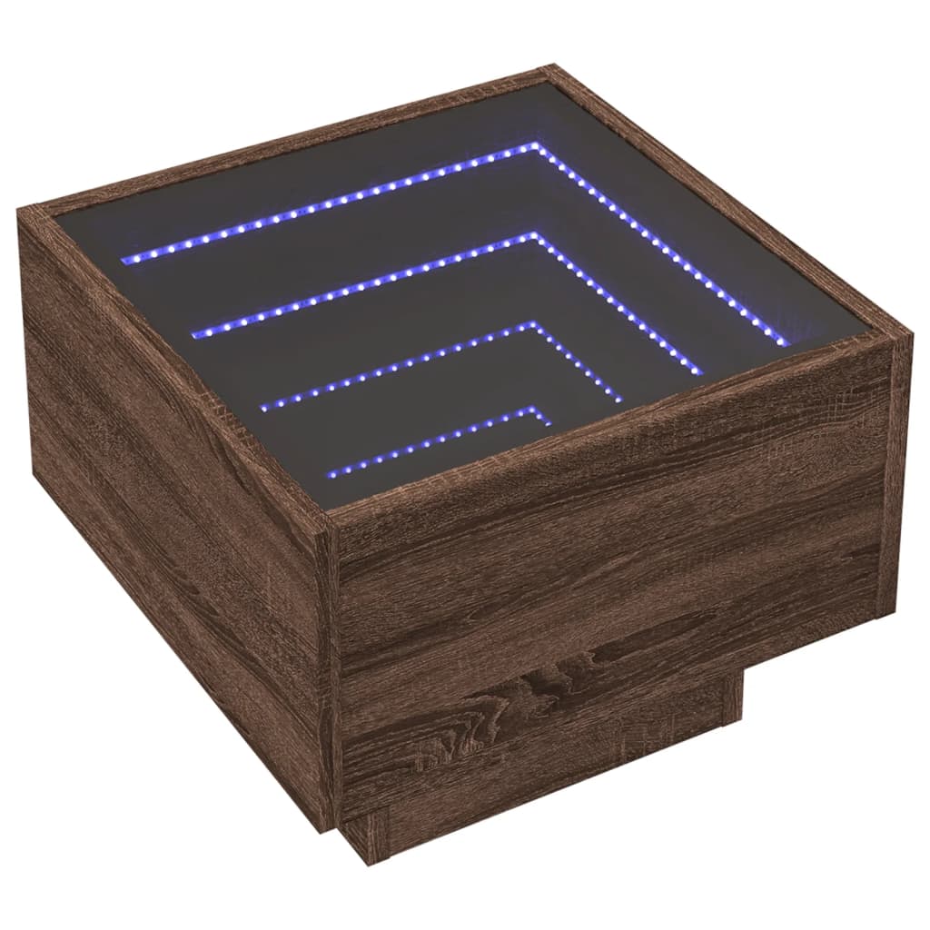 Comodino con LED Infinity Rovere Marrone 40x40x30 cm | homemem39