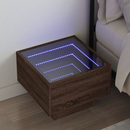 Comodino con LED Infinity Rovere Marrone 40x40x30 cm | homemem39