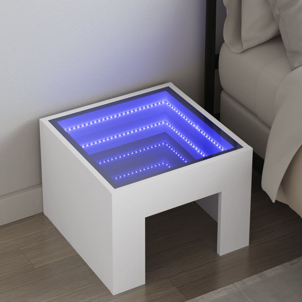 Comodino con LED Infinity Bianco 40x40x30 cm - homemem39