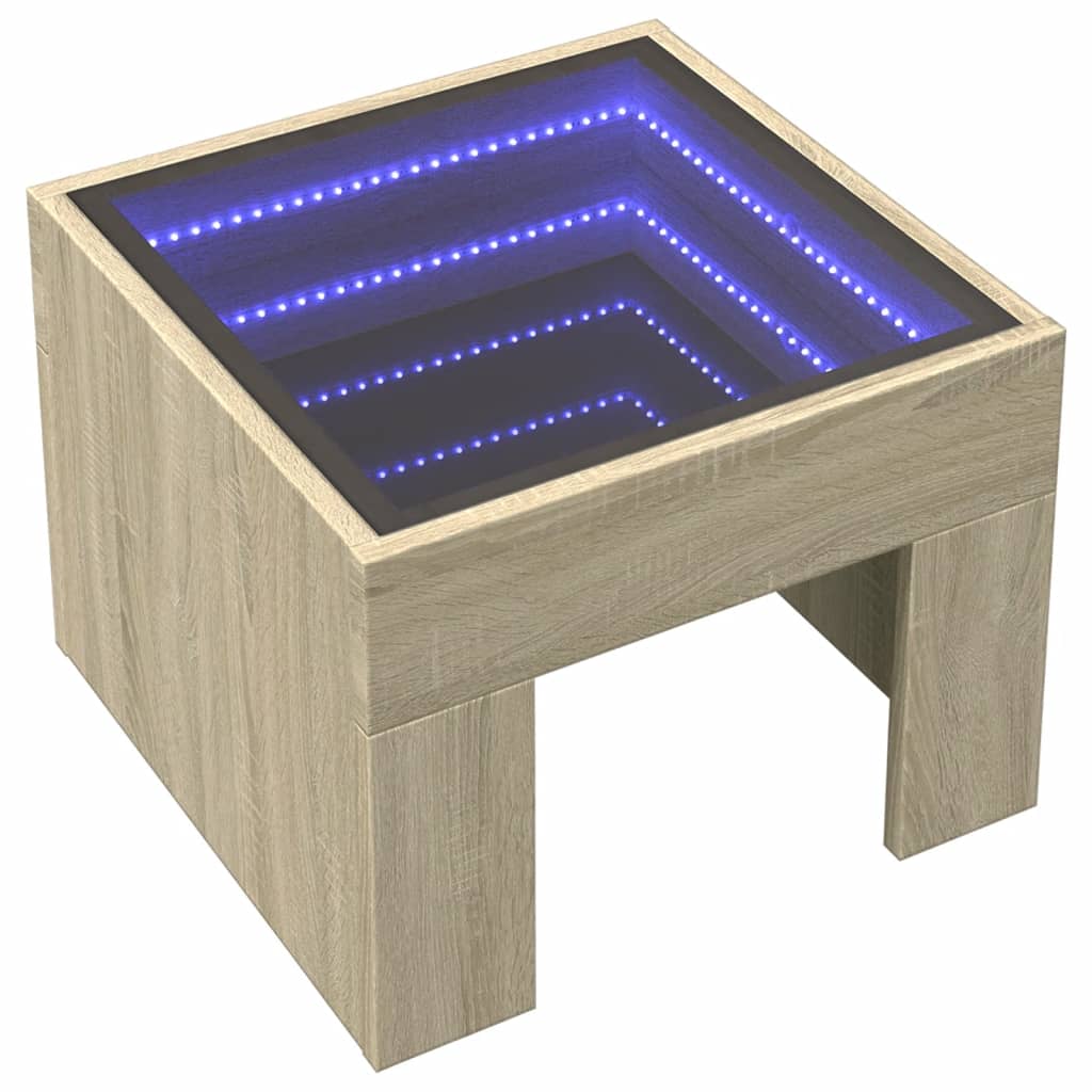 Comodino con LED Infinity Rovere Sonoma 40x40x30 cm | homemem39