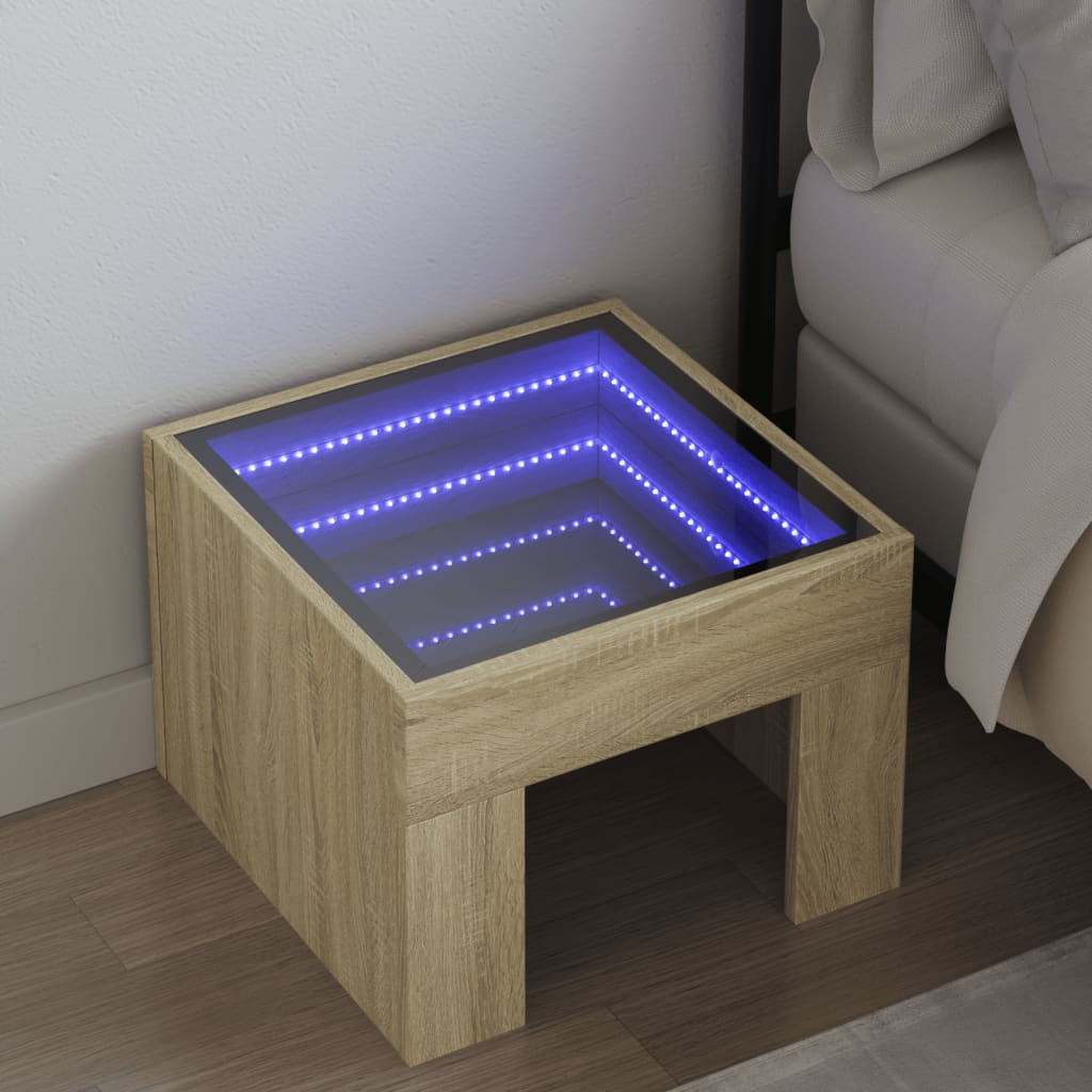 Comodino con LED Infinity Rovere Sonoma 40x40x30 cm | homemem39