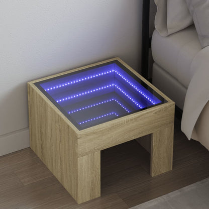 Comodino con LED Infinity Rovere Sonoma 40x40x30 cm | homemem39