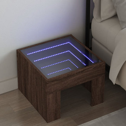 Comodino con LED Infinity Rovere Marrone 40x40x30 cm - homemem39