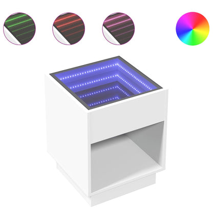 Comodino con LED Infinity Bianco 40x40x50 cm - homemem39