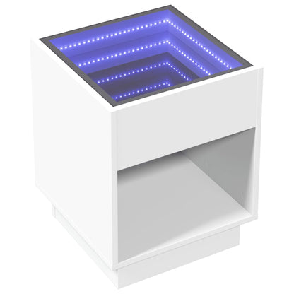 Comodino con LED Infinity Bianco 40x40x50 cm - homemem39