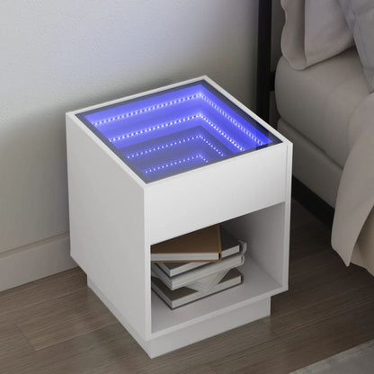Comodino con LED Infinity Bianco 40x40x50 cm - homemem39
