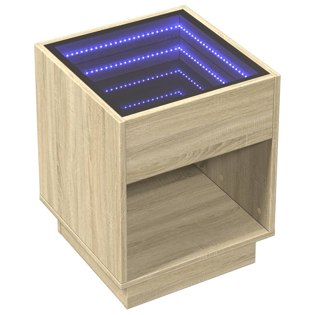 Comodino con LED Infinity Rovere Sonoma 40x40x50 cm | homemem39