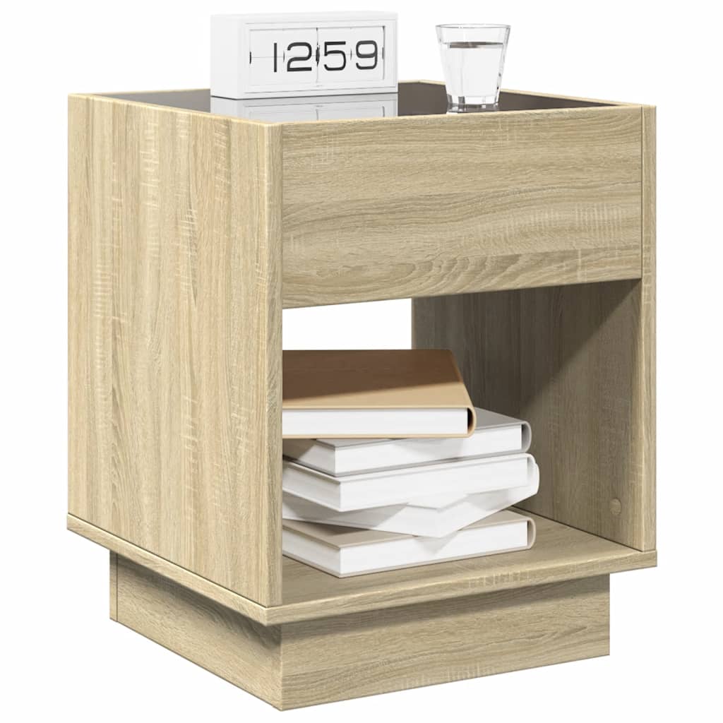 Comodino con LED Infinity Rovere Sonoma 40x40x50 cm | homemem39