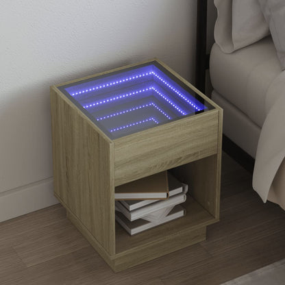 Comodino con LED Infinity Rovere Sonoma 40x40x50 cm | homemem39
