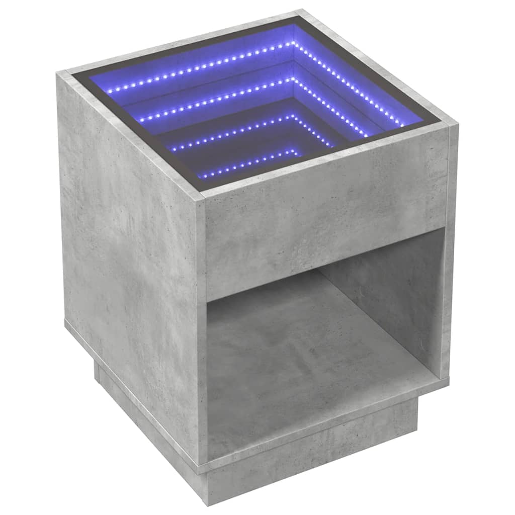 Comodino con LED Infinity Grigio Cemento 40x40x50 cm - homemem39