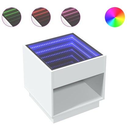 Comodino con LED Infinity Bianco 50x50x50 cm - homemem39