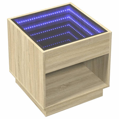 Comodino con LED Infinity Rovere Sonoma 50x50x50 cm - homemem39