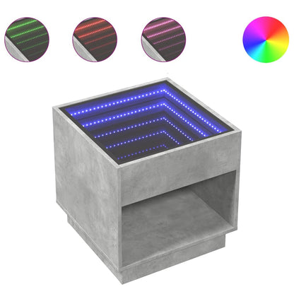 Comodino con LED Infinity Grigio Cemento 50x50x50 cm - homemem39