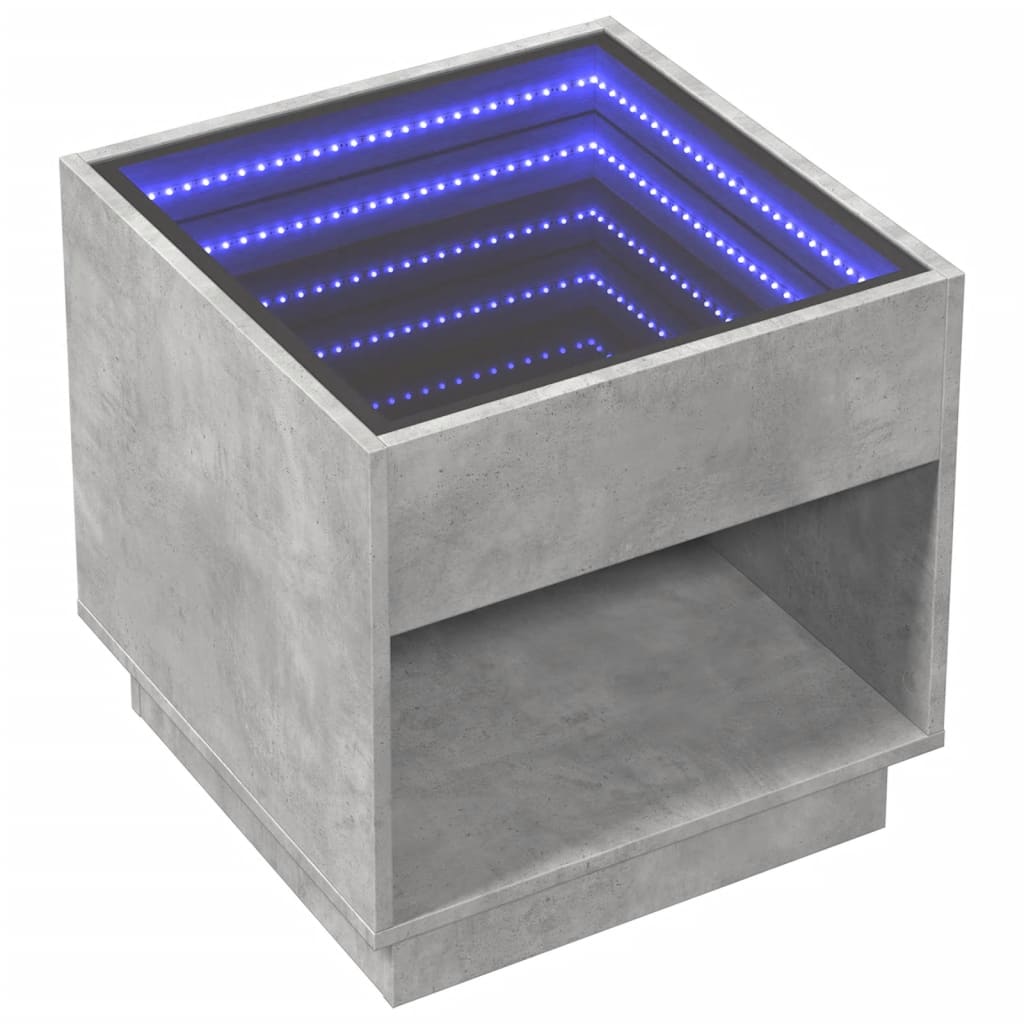 Comodino con LED Infinity Grigio Cemento 50x50x50 cm - homemem39
