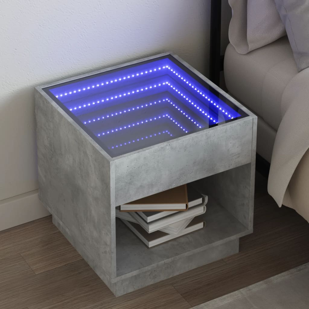 Comodino con LED Infinity Grigio Cemento 50x50x50 cm - homemem39