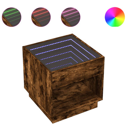 Comodino con LED Infinity Rovere Fumo 50x50x50 cm - homemem39