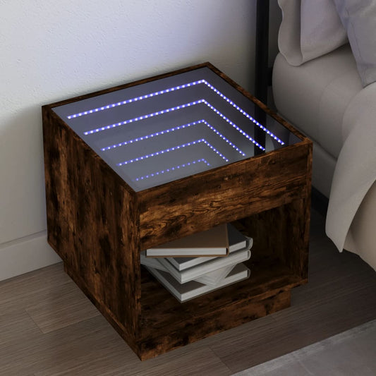 Comodino con LED Infinity Rovere Fumo 50x50x50 cm - homemem39