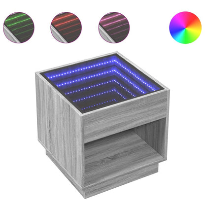 Comodino con LED Infinity Rovere Sonoma 50x50x50 cm - homemem39