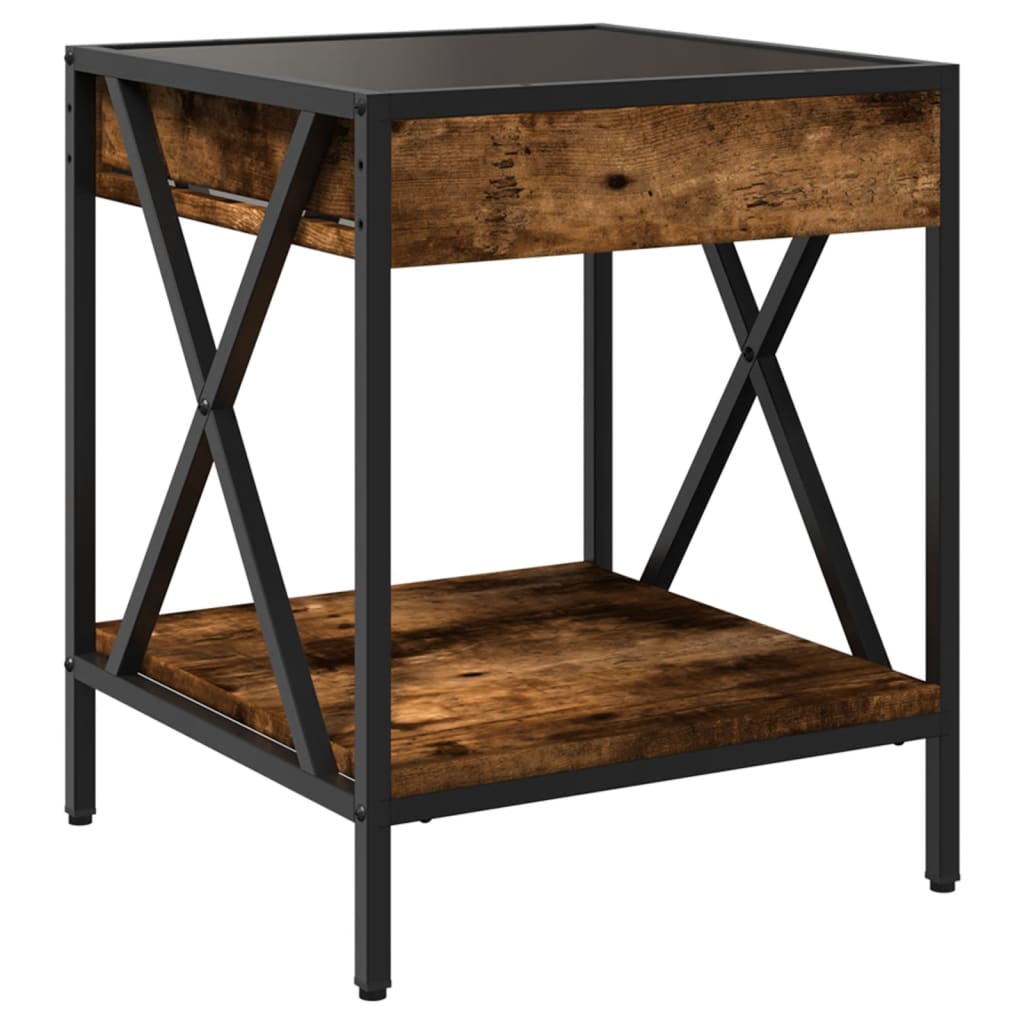 Comodino con LED Infinity Rovere Fumo 40x40x49 cm - homemem39