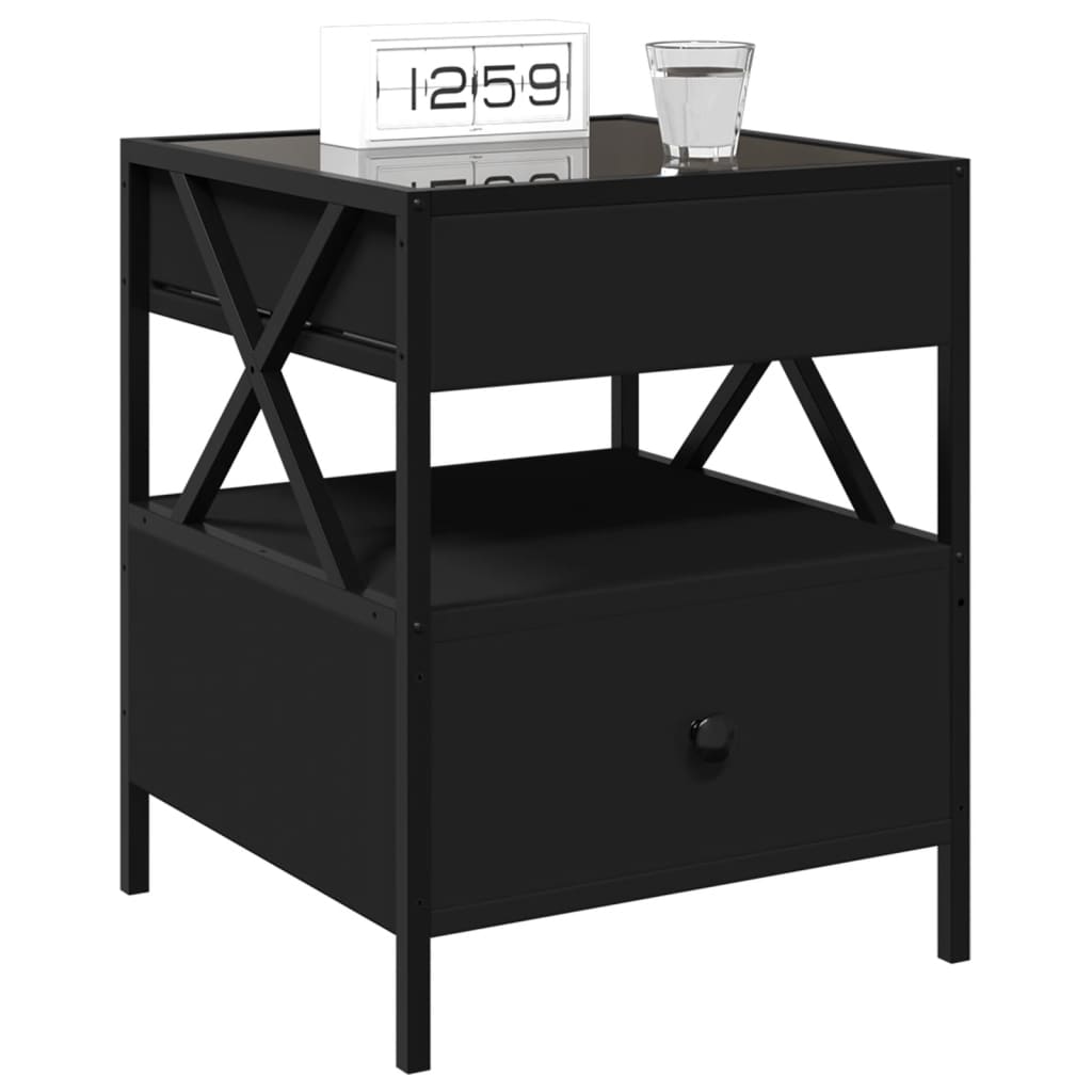 Tavolino da Salotto con LED Nero 40x40x30 cm | homemem39
