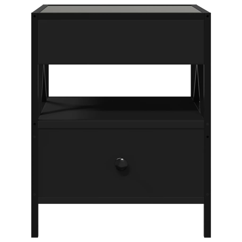 Tavolino da Salotto con LED Nero 40x40x30 cm