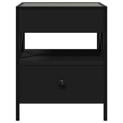Tavolino da Salotto con LED Nero 40x40x30 cm