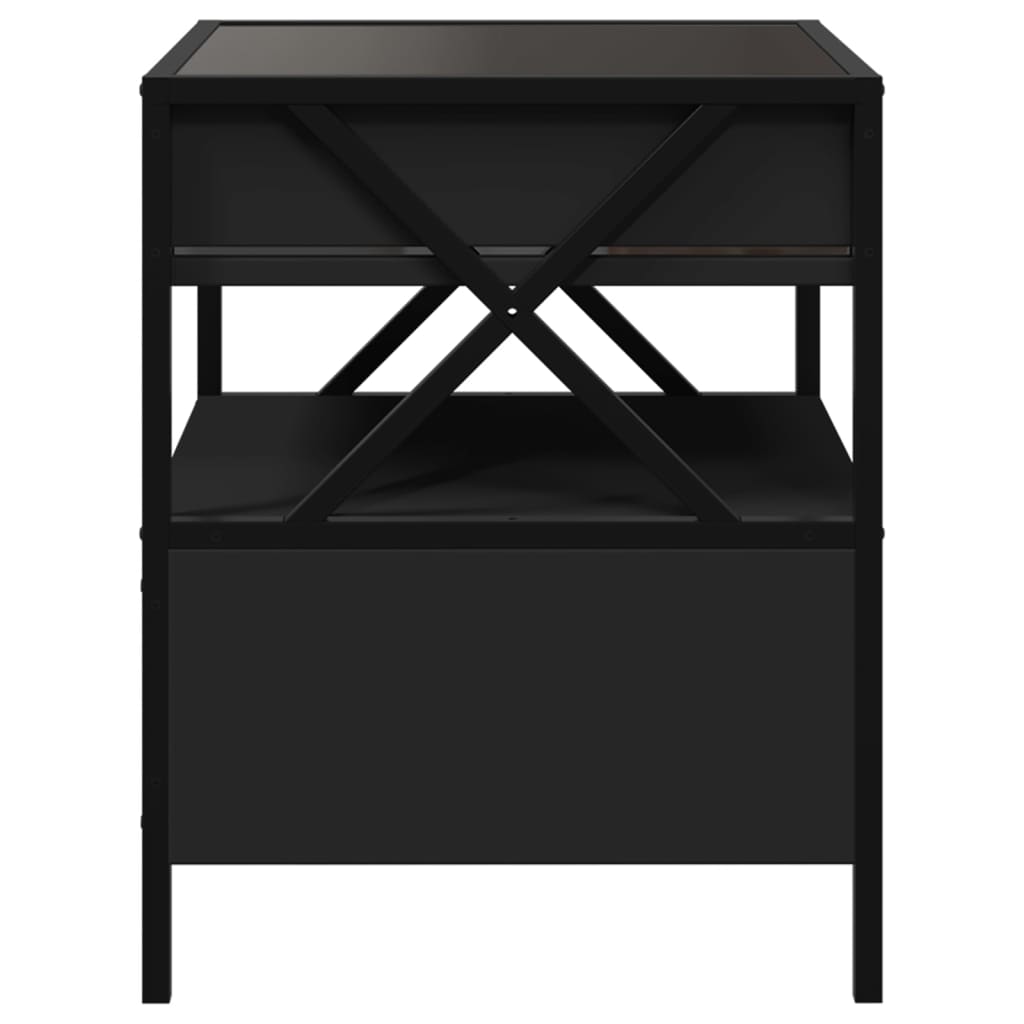 Tavolino da Salotto con LED Nero 40x40x30 cm