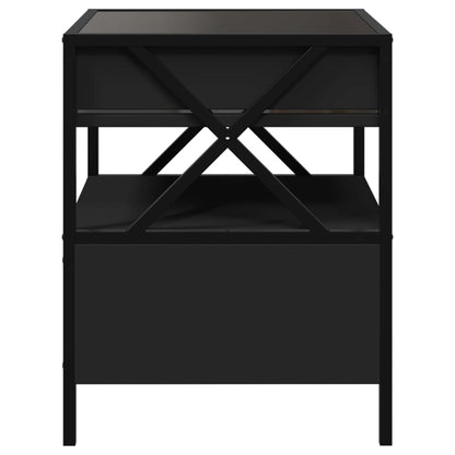 Tavolino da Salotto con LED Nero 40x40x30 cm