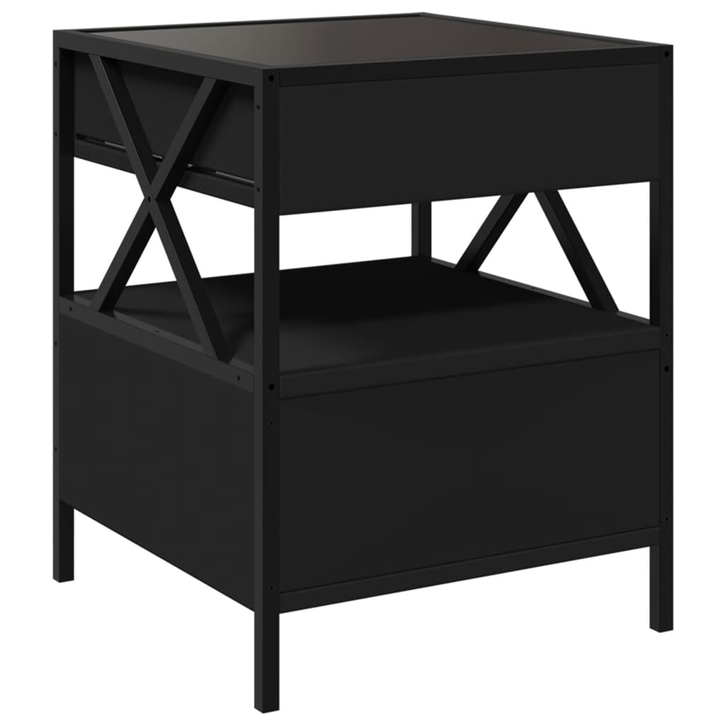 Tavolino da Salotto con LED Nero 40x40x30 cm | homemem39