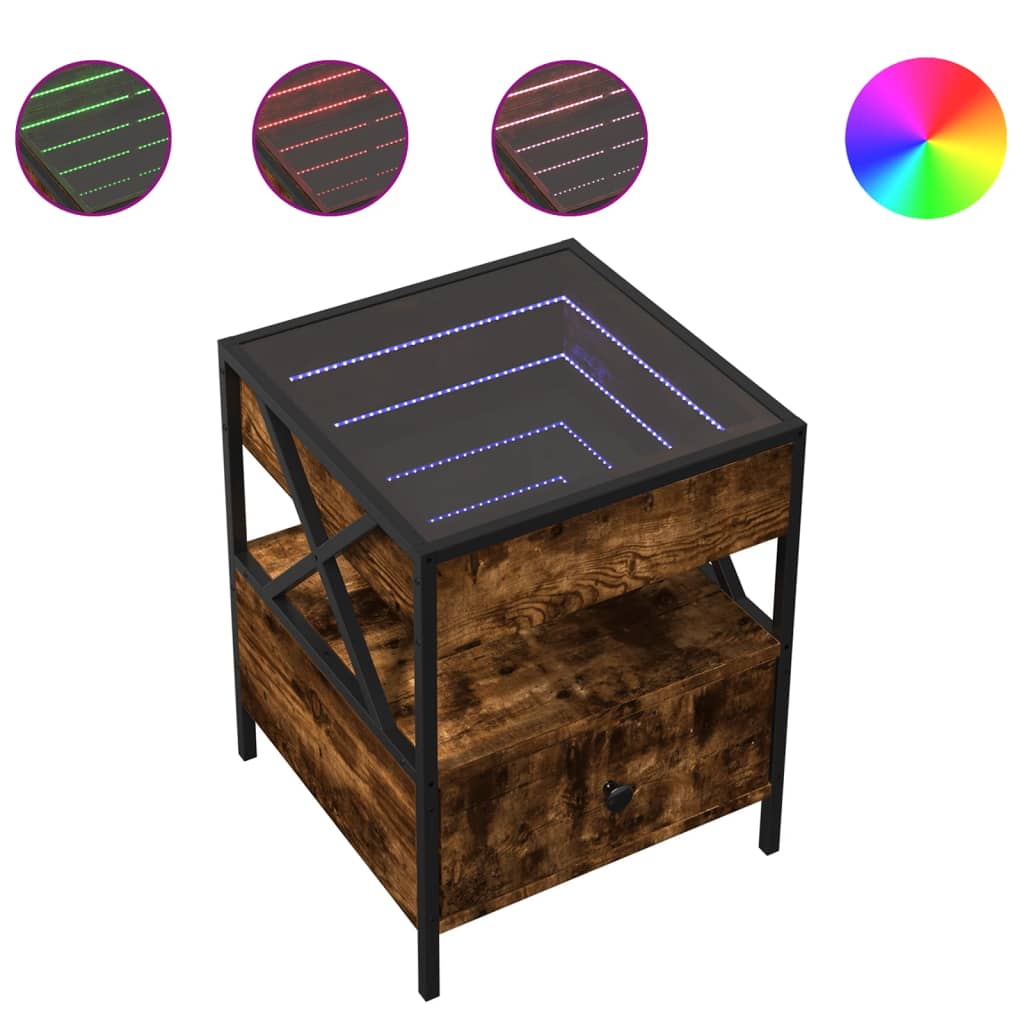 Comodino con LED Infinity Rovere Fumo 40x40x51 cm | homemem39