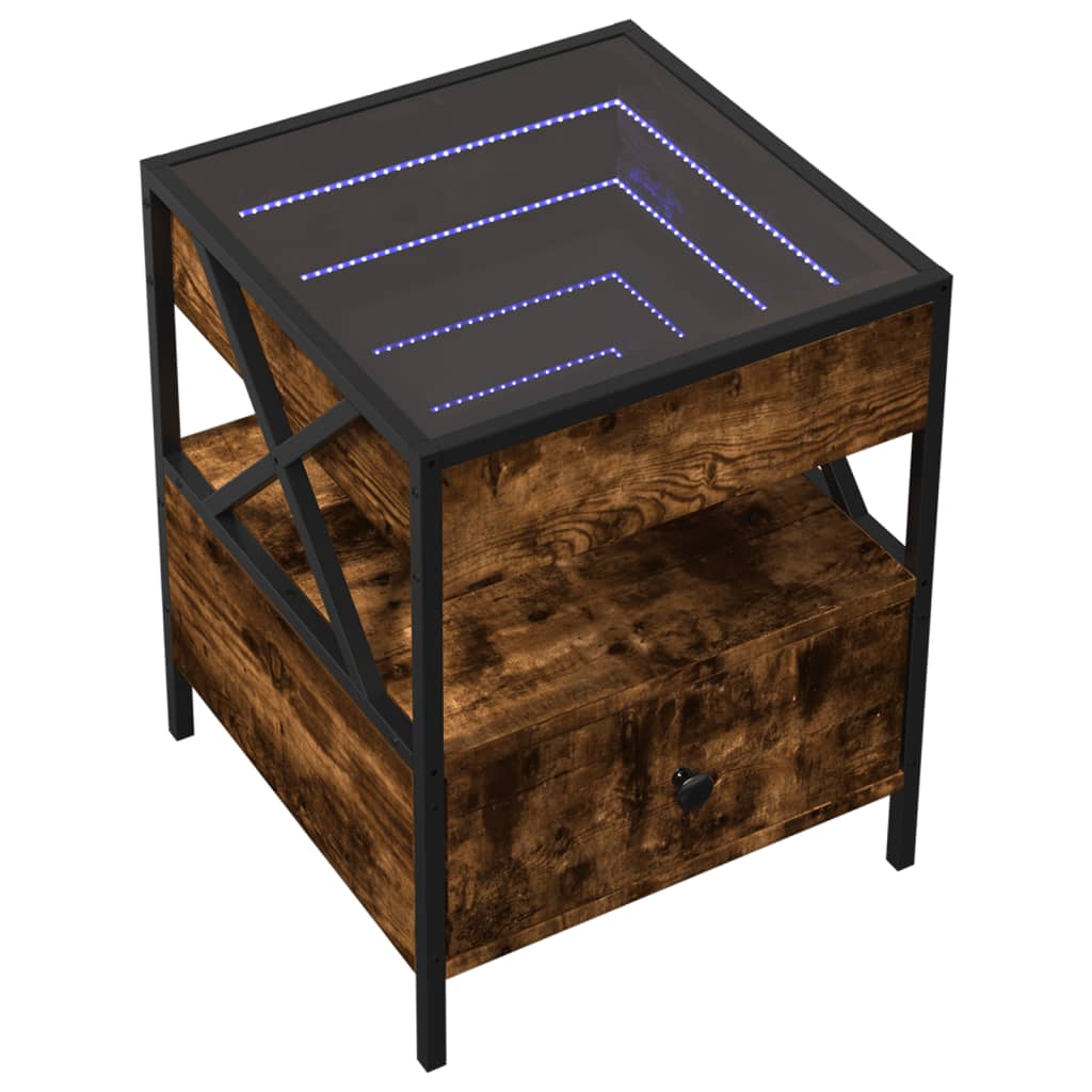 Comodino con LED Infinity Rovere Fumo 40x40x51 cm | homemem39