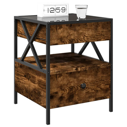 Comodino con LED Infinity Rovere Fumo 40x40x51 cm | homemem39