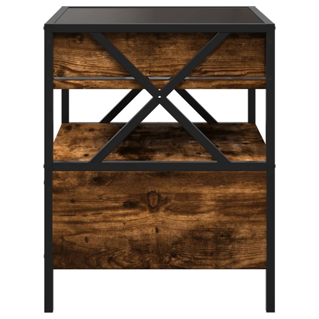 Comodino con LED Infinity Rovere Fumo 40x40x51 cm | homemem39