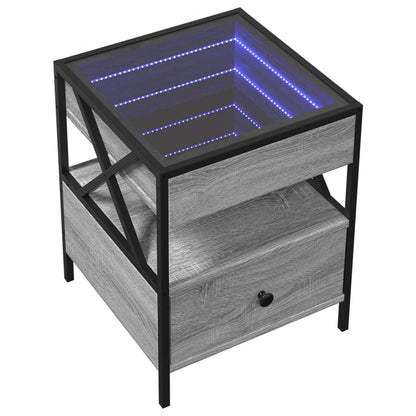 Comodino con LED Infinity Grigio Sonoma 40x40x51 cm | homemem39